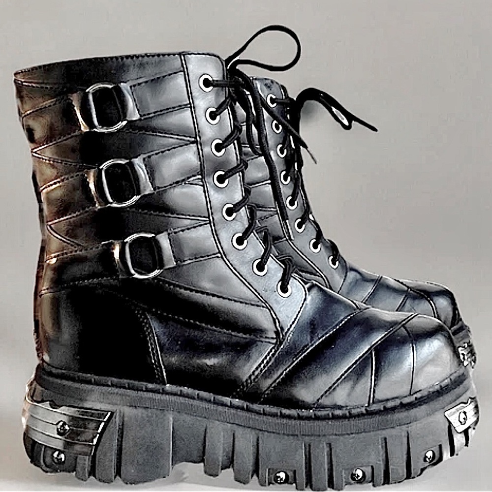 T.U.K Anarchic Vintage 90s Platform Lace Up Steel Toe Metal Detail Mens …